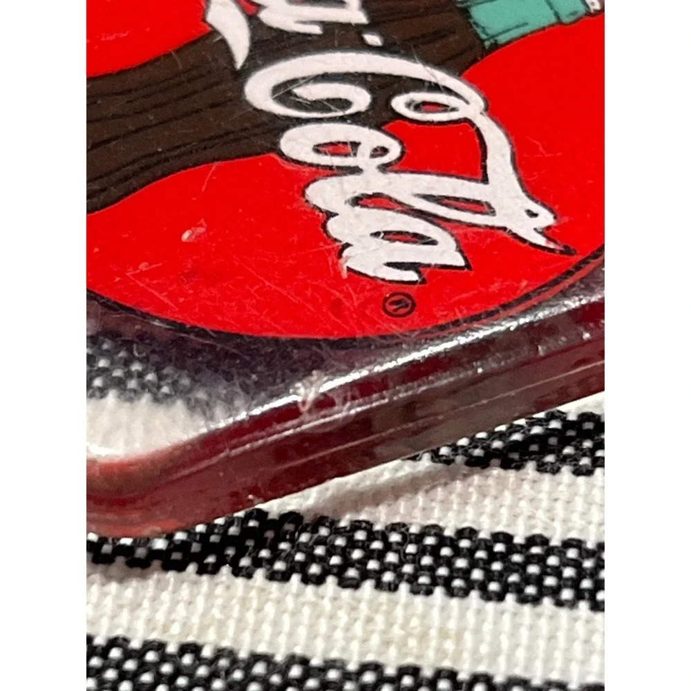 Vintage 1991 Coca-Cola Keychain Red Disc Bottle Logo Acrylic Key Fob Soda Pop